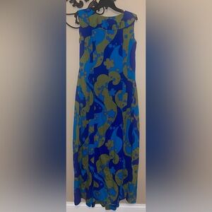 VTG Women’s Large 60’s 70’s Hookano Brand Made In Hawaii Mod Floral Maxi Dress